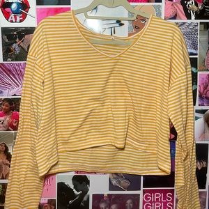 Long sleeve striped crop top
